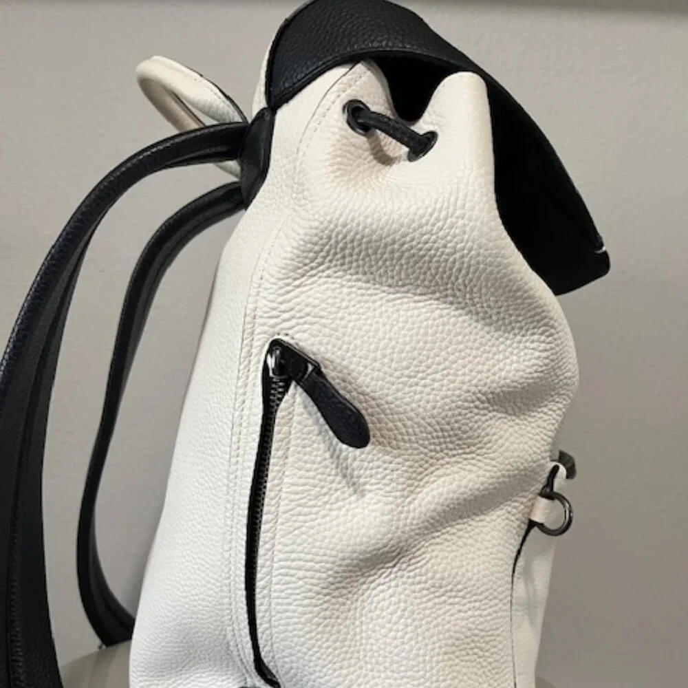 Coach Two-Tone Cream and Black Leather Backpack - Picture 5 of 14